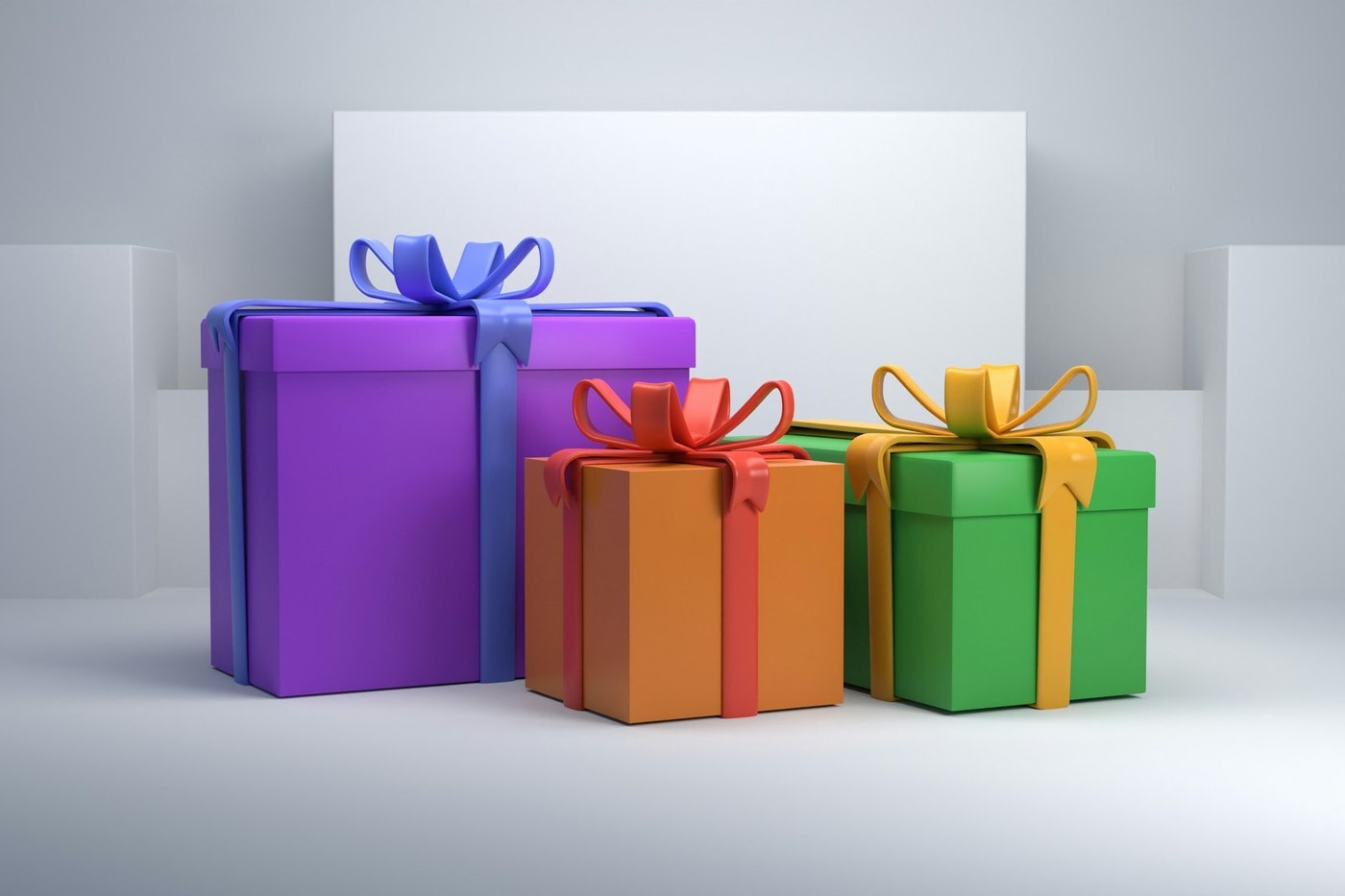 Colorful wrapped gift boxes with ribbons, representing corporate gifts and bulk holiday orders from business buyers on Amazon Business